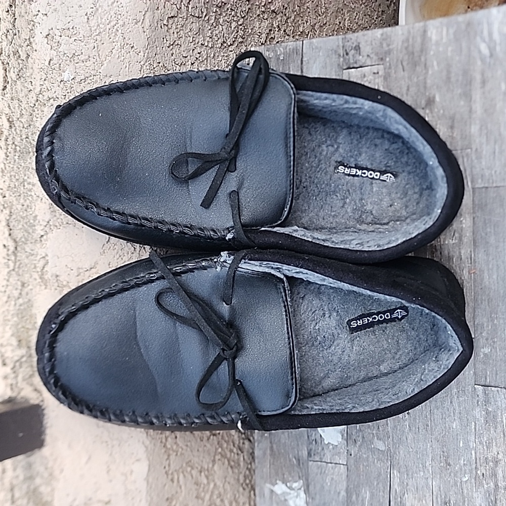 Dockers Moccasin Slippers Black Size Large